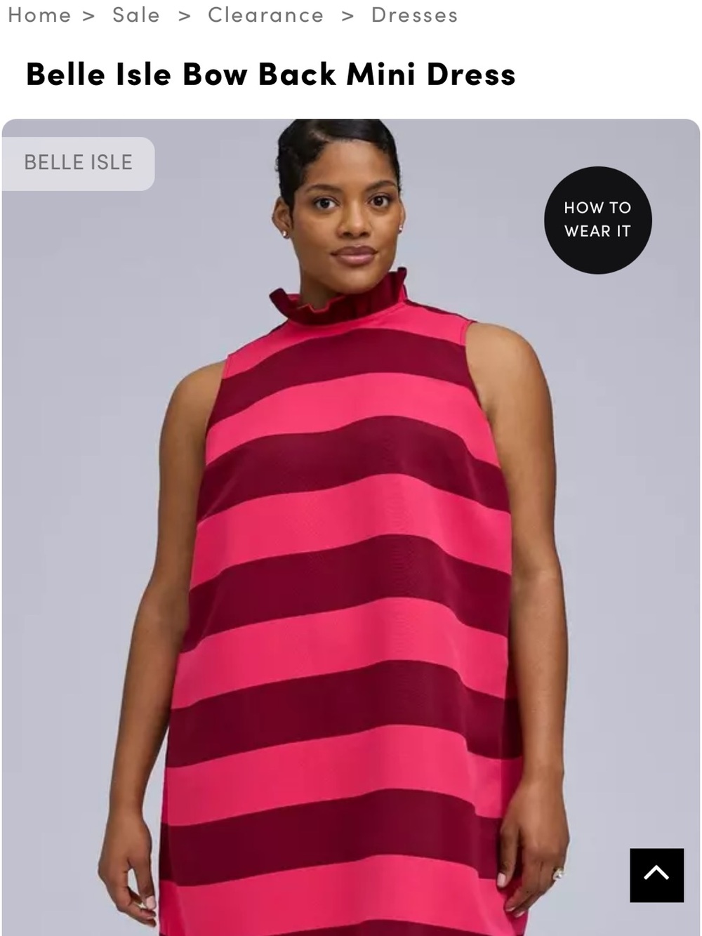 NWOT Belle Isle Pink & Burgundy Striped Bow-Back Mini Dress